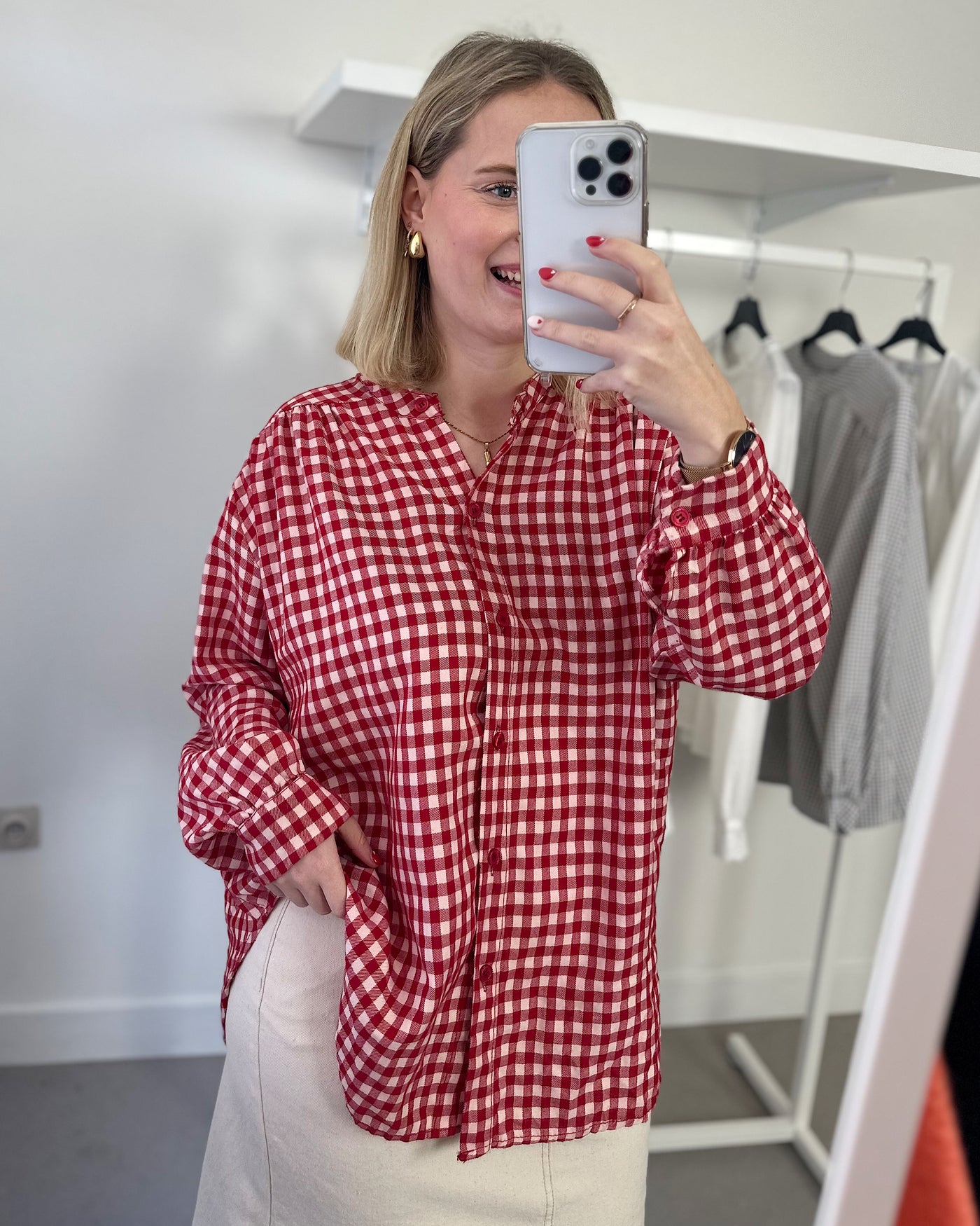 Gingnam Blouse Checked Red