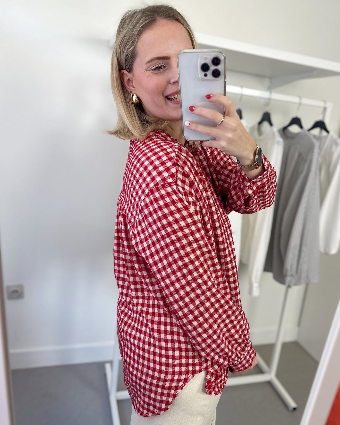 Gingnam Blouse Checked Red