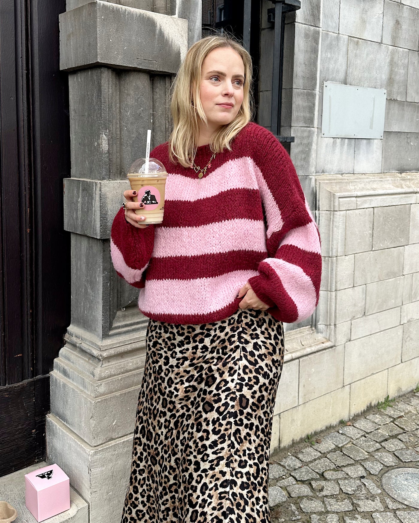 Striped Knit Bordeaux Pink