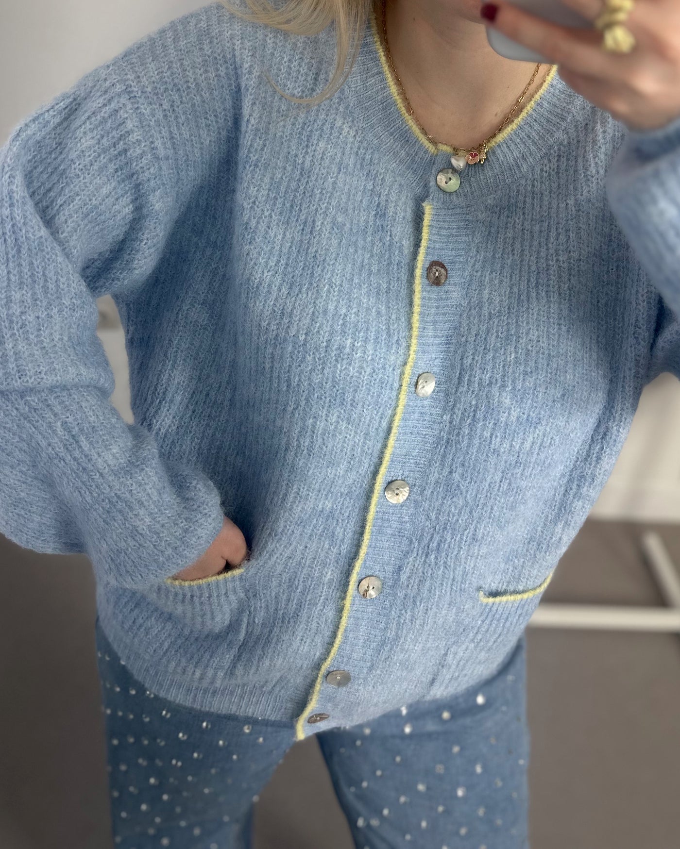 Lola Cardigan Blue Yellow