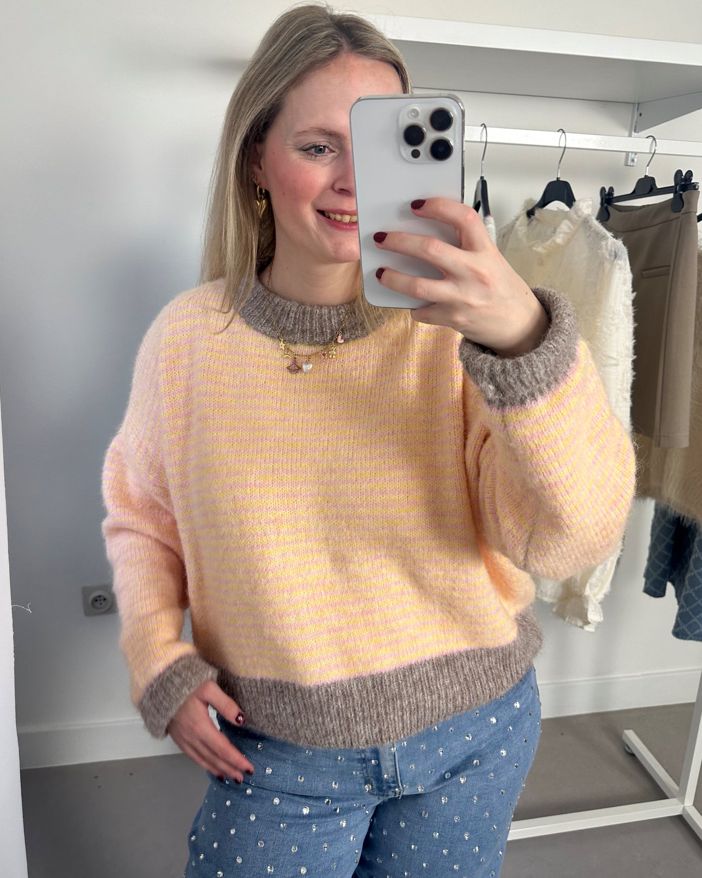 Grey Yellow Striped Knit