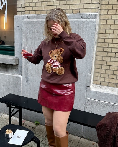 Faux Leather Skort Bordeaux