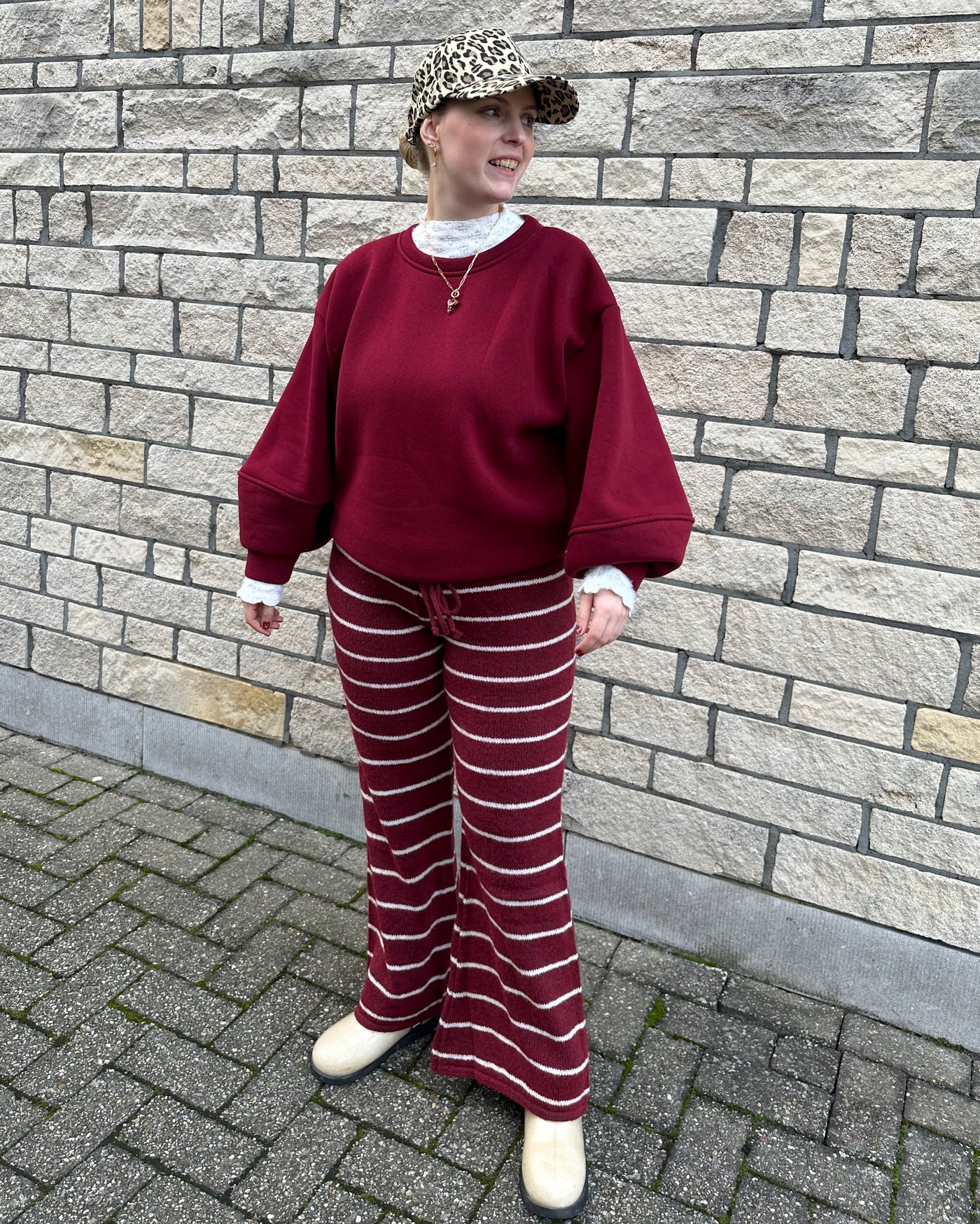 Striped Comfy Pants Bordeaux