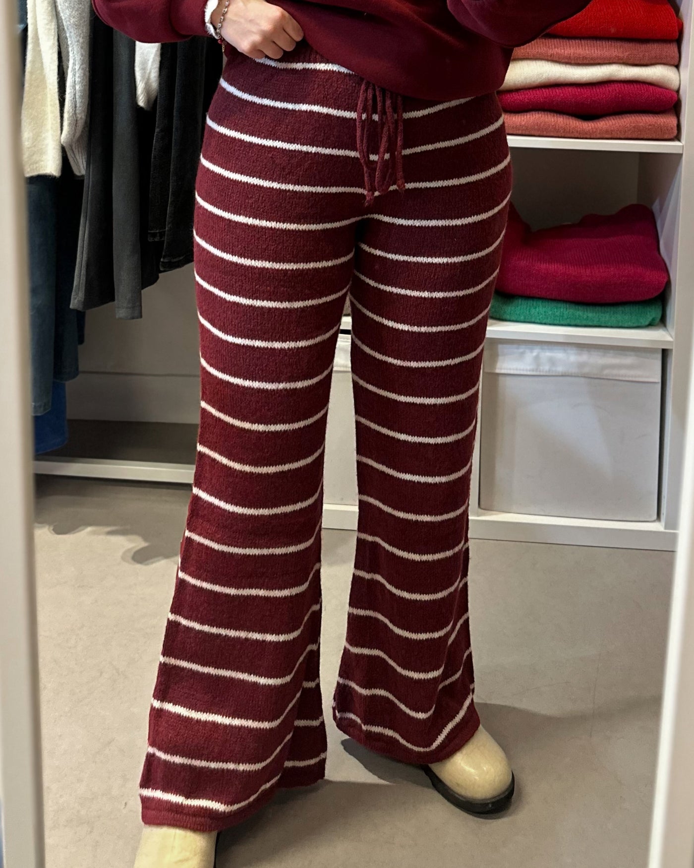 Striped Comfy Pants Bordeaux