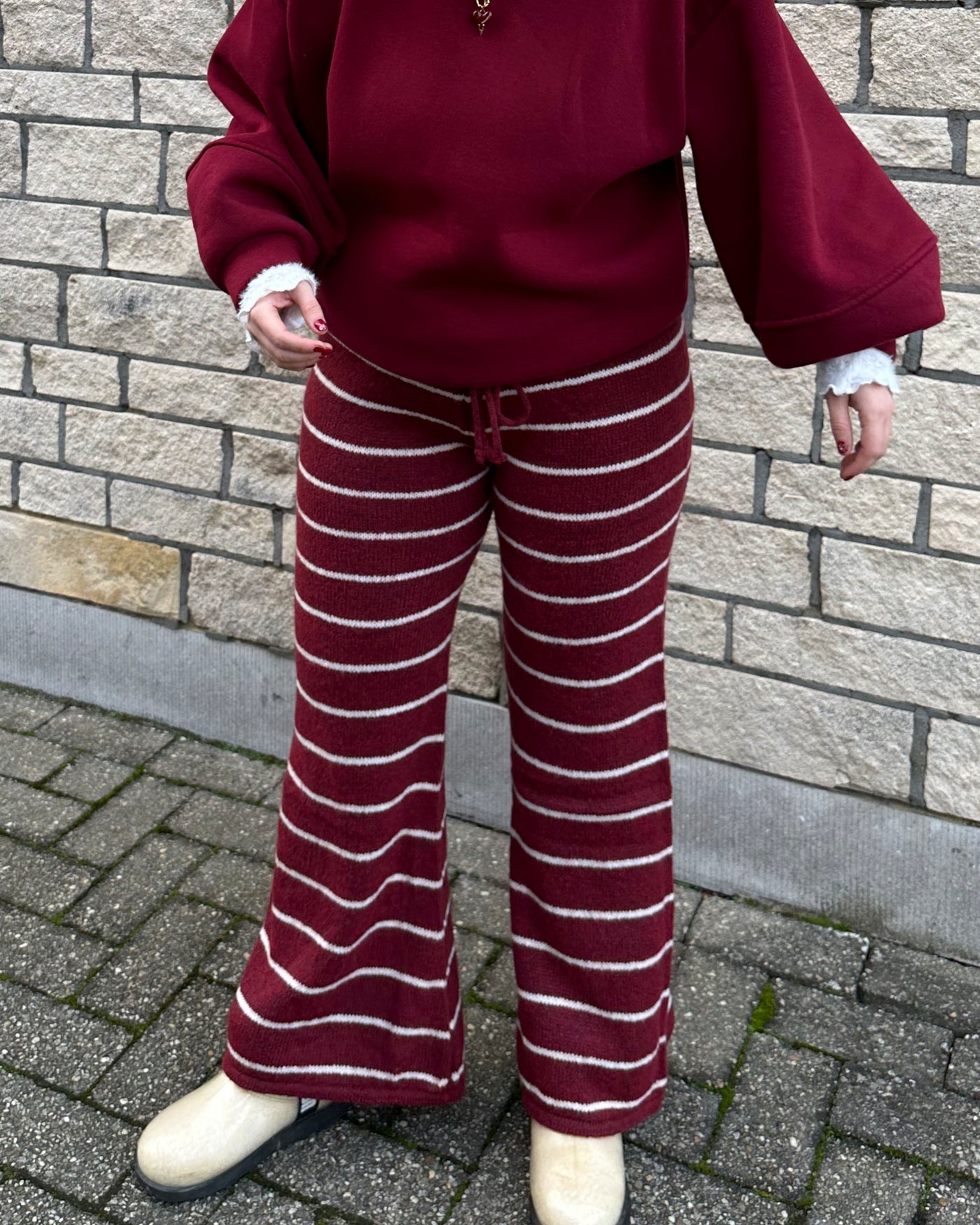 Striped Comfy Pants Bordeaux