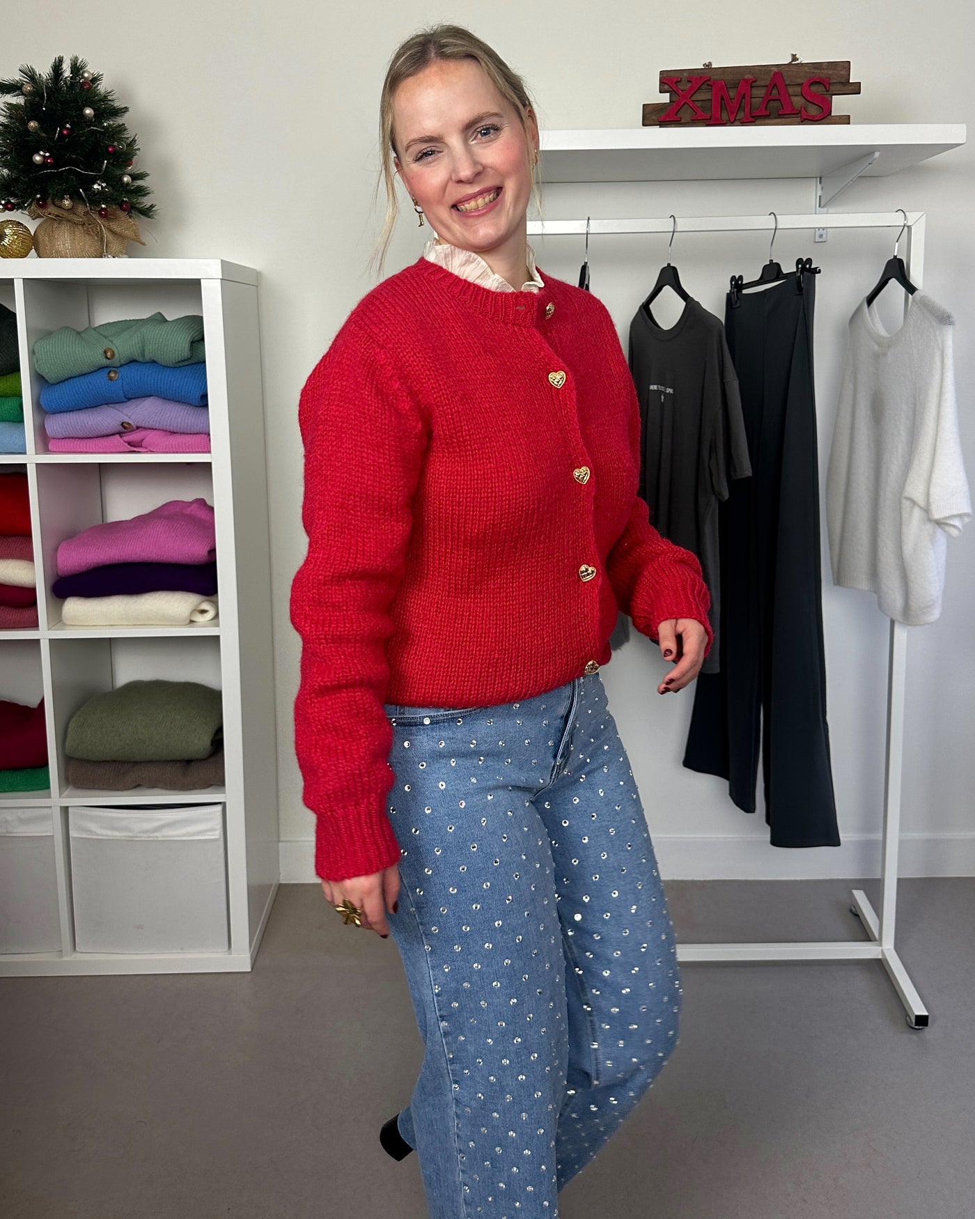 Cherry Red Hearts Cardigan