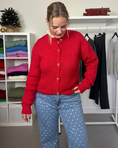 Cherry Red Hearts Cardigan