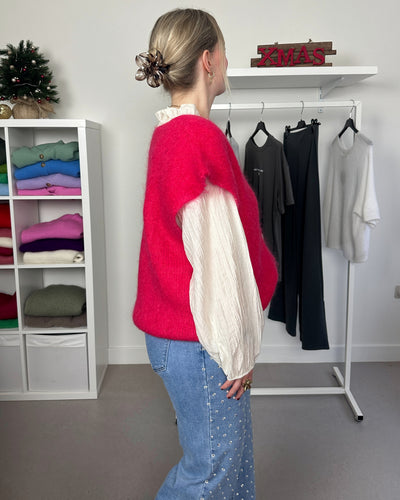 Sleeveless Cardigan Coral Red