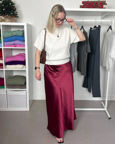 Bordeaux Satin Skirt