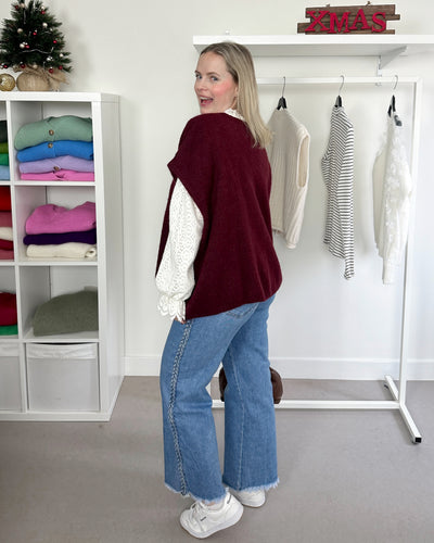 Sleeveless Cardigan Bordeaux