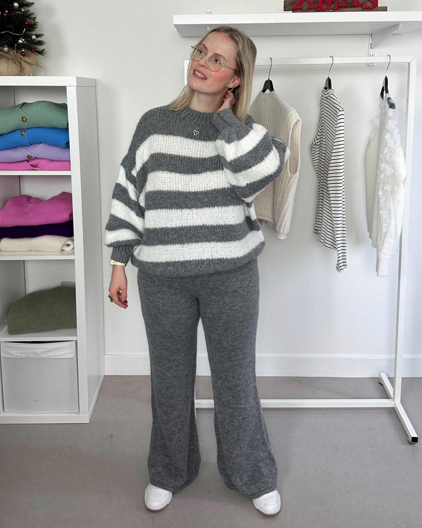 Striped Knit Grey