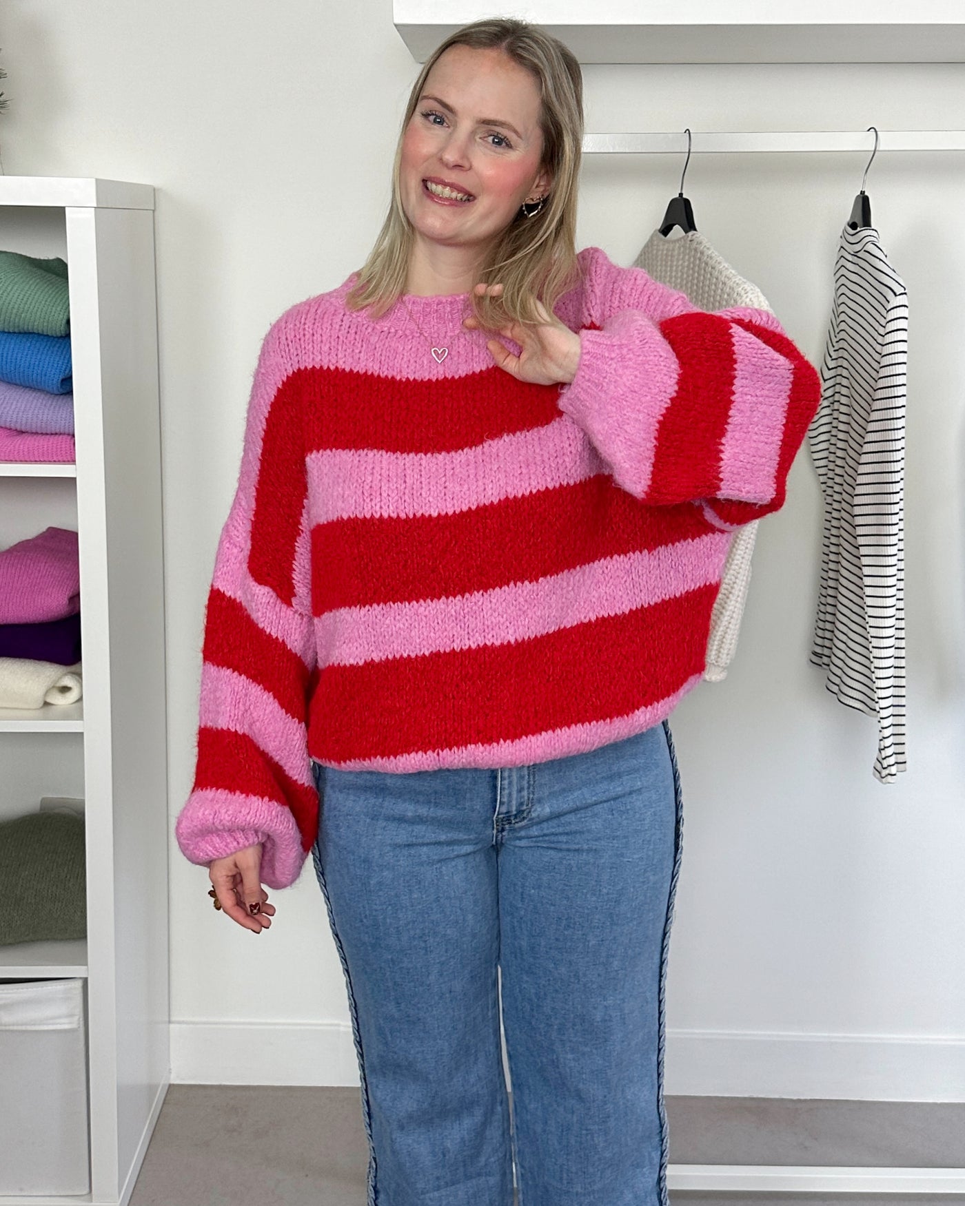 Striped Knit Red Pink