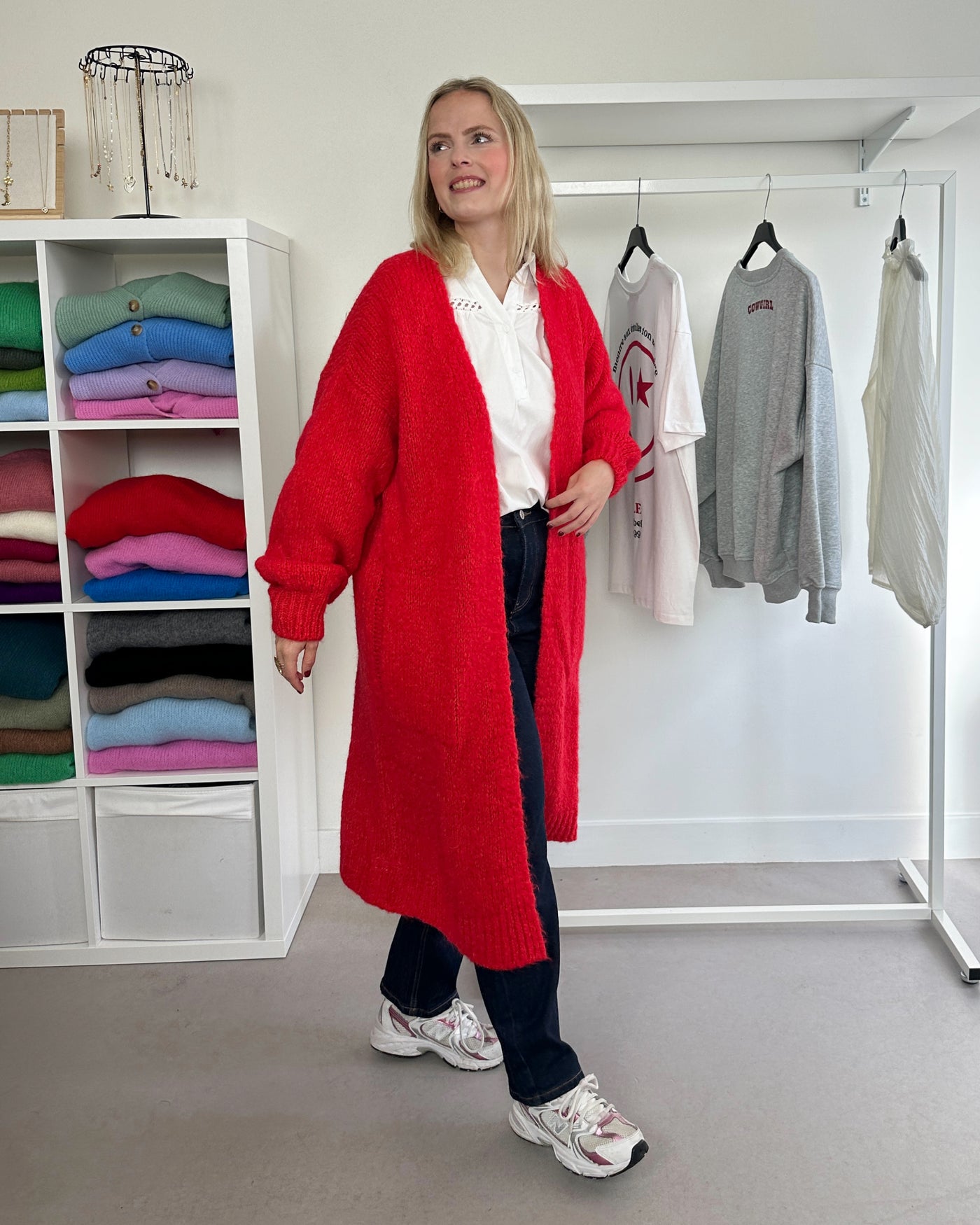 Lange cardigan Red - long