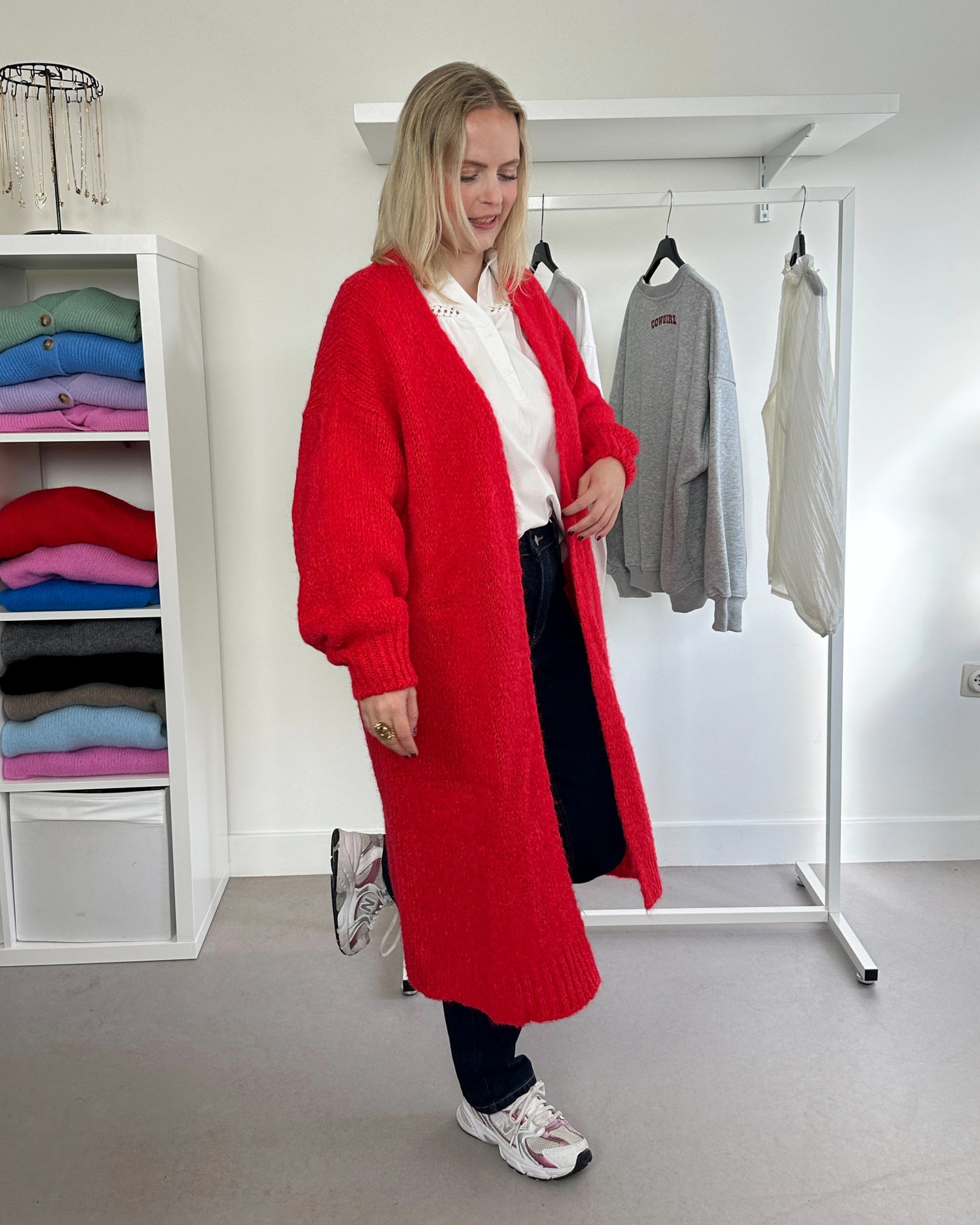 Lange cardigan Red - long