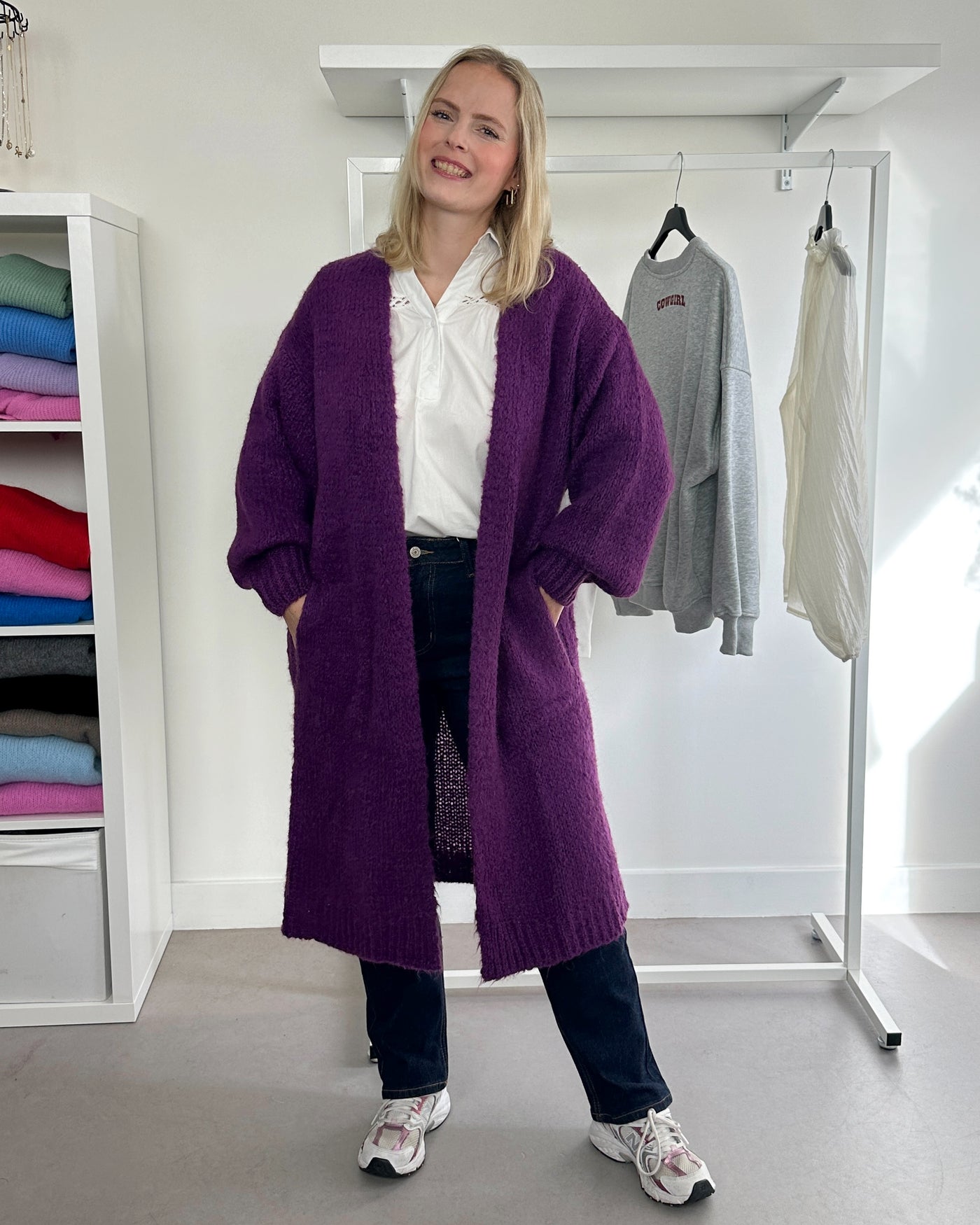 Lange cardigan Purple - long