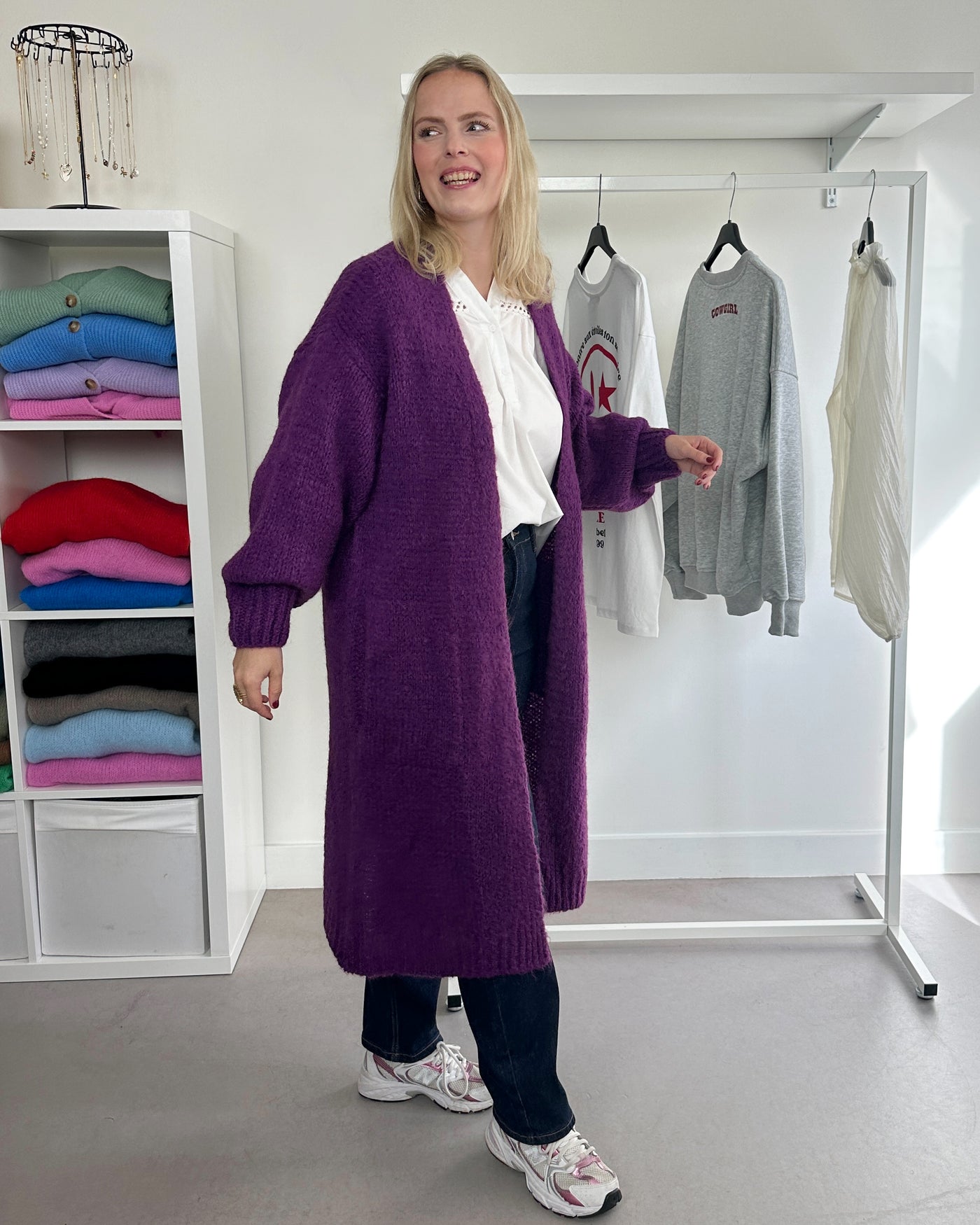 Lange cardigan Purple - long