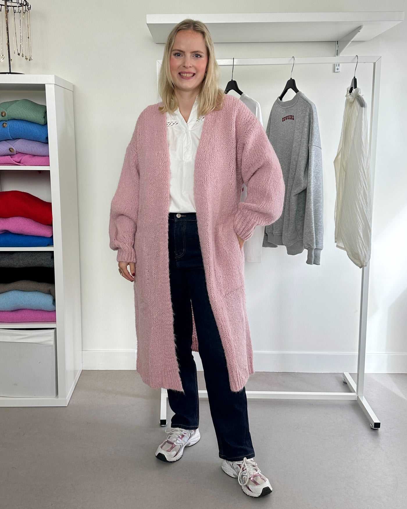 Lange cardigan Roze - long