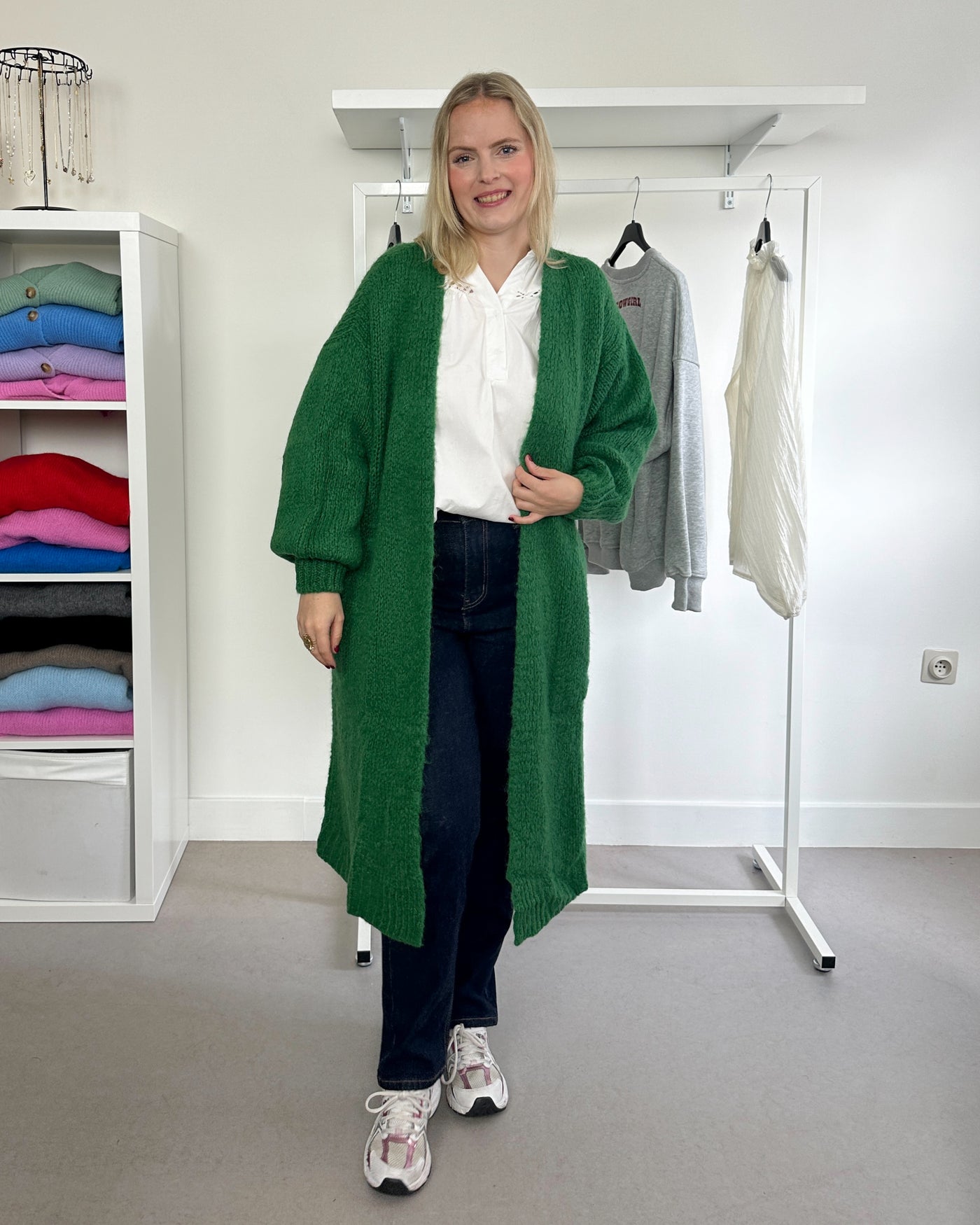 Lange cardigan Green - long