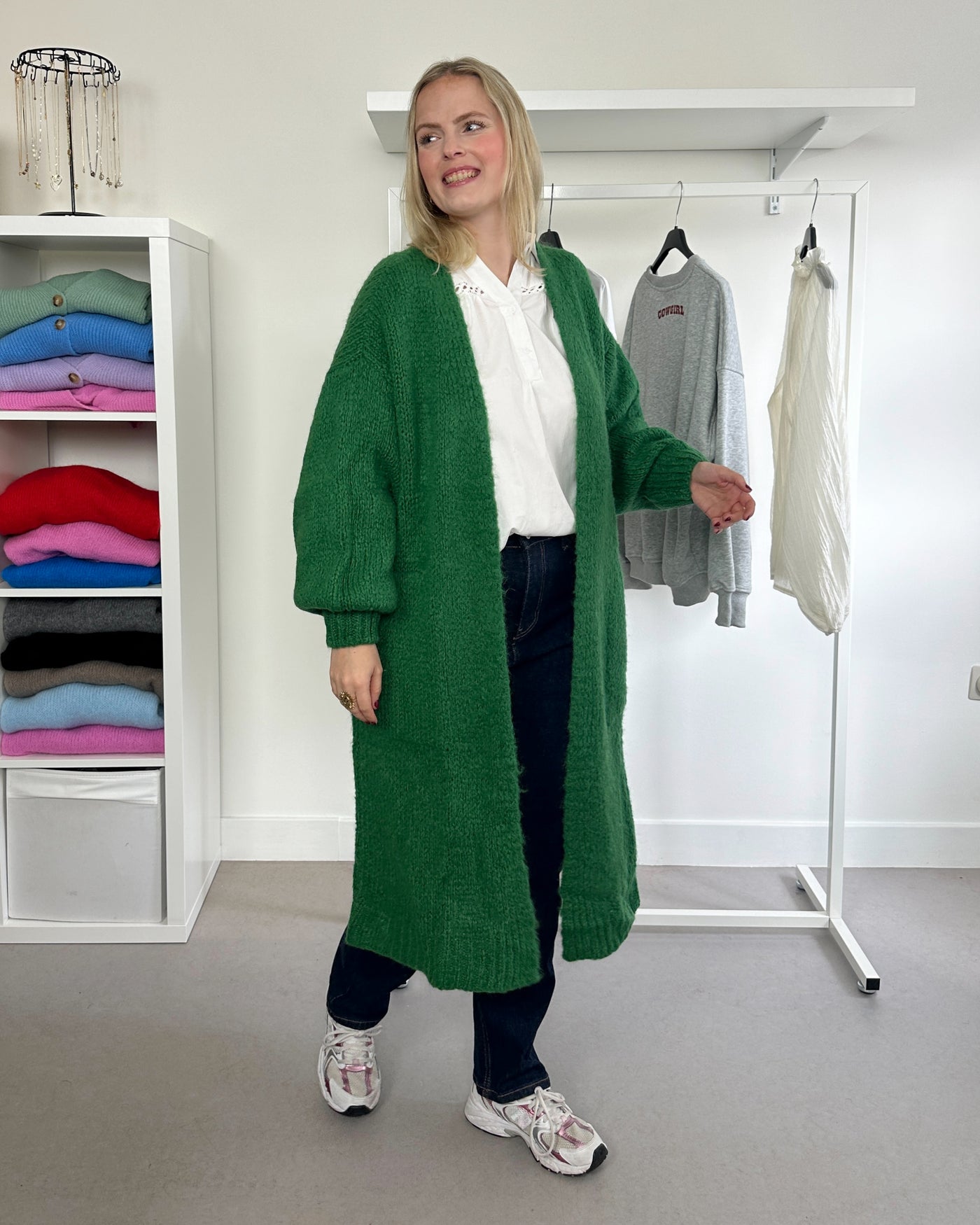 Lange cardigan Green - long