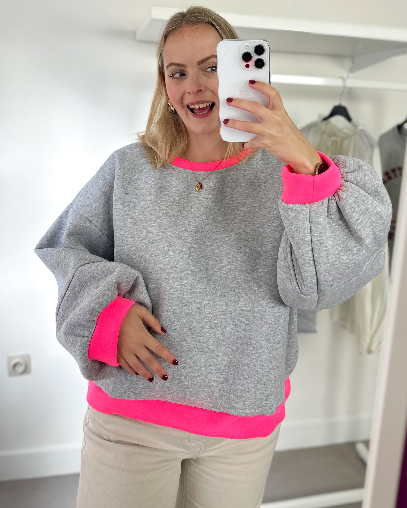 Hallie Sweater Grey Pink