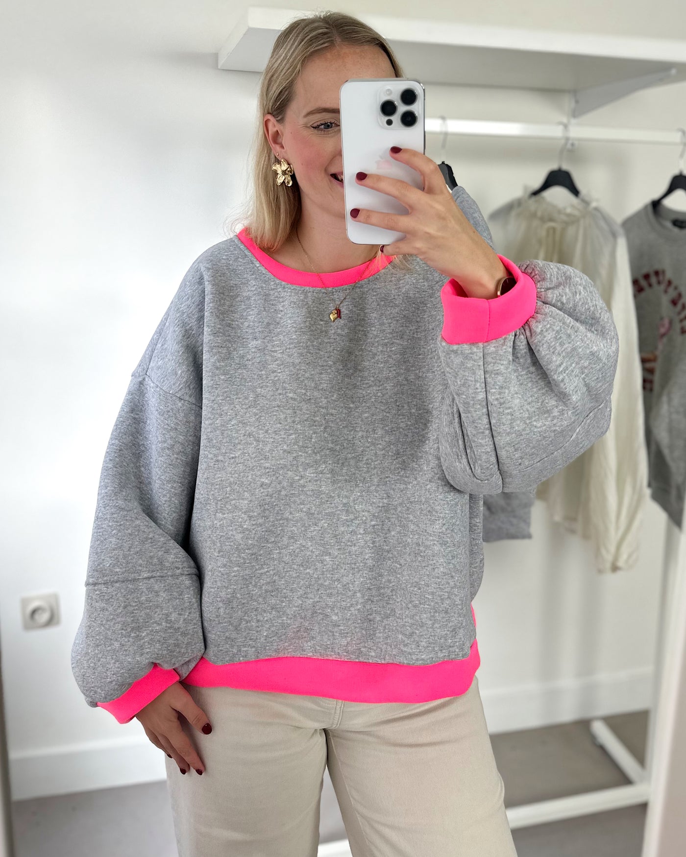 Hallie Sweater Grey Pink