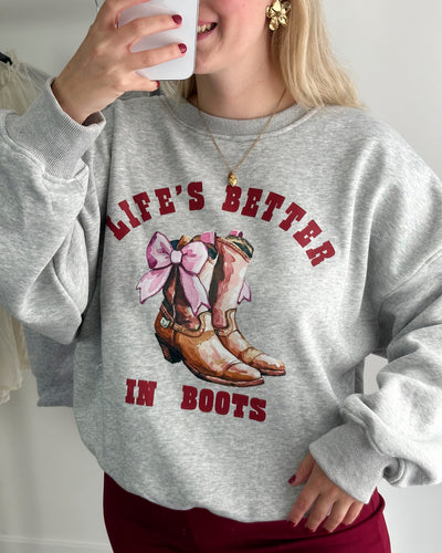 Cowboy Boots Sweater Grey