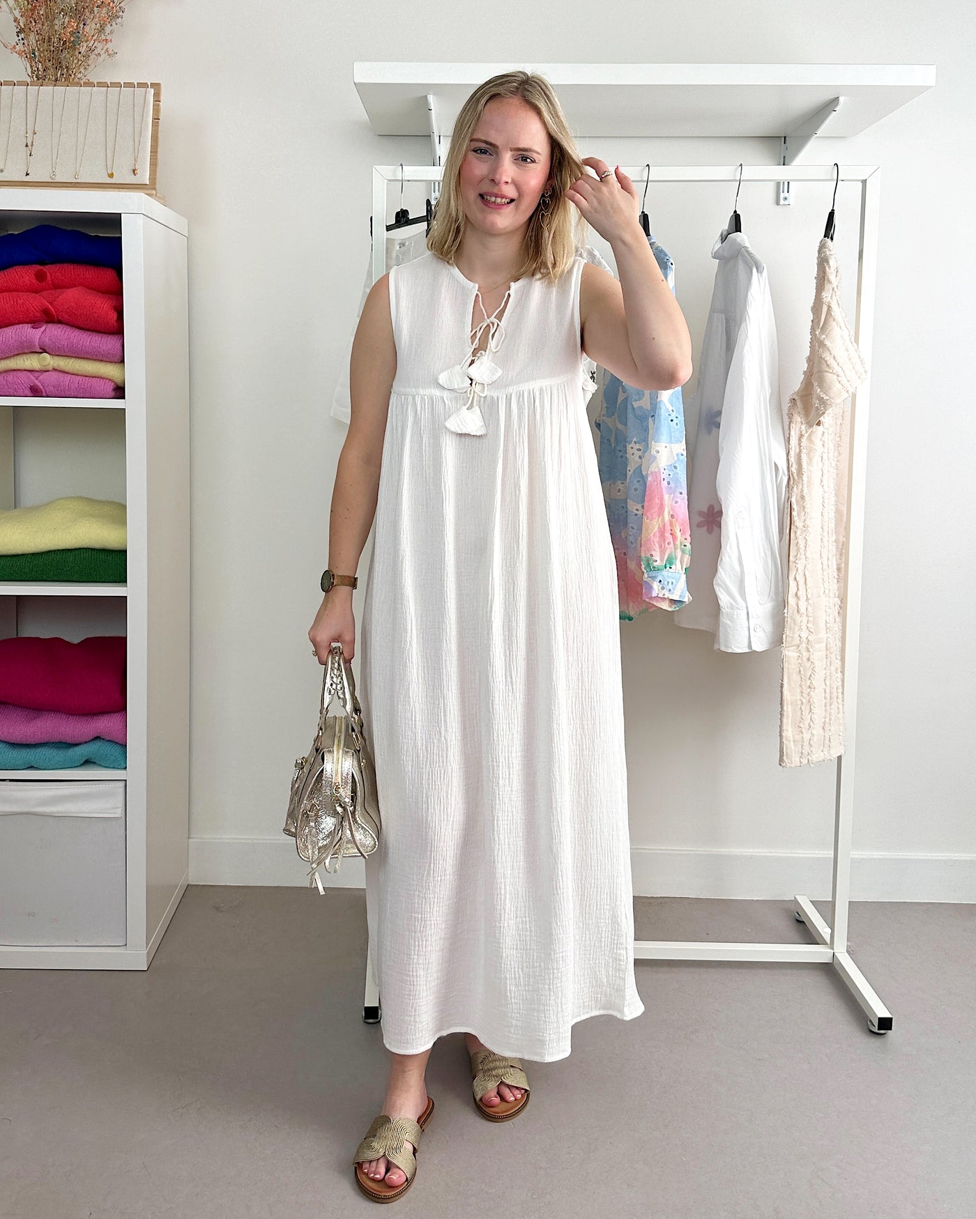 White Tetra Dress Sleeveless
